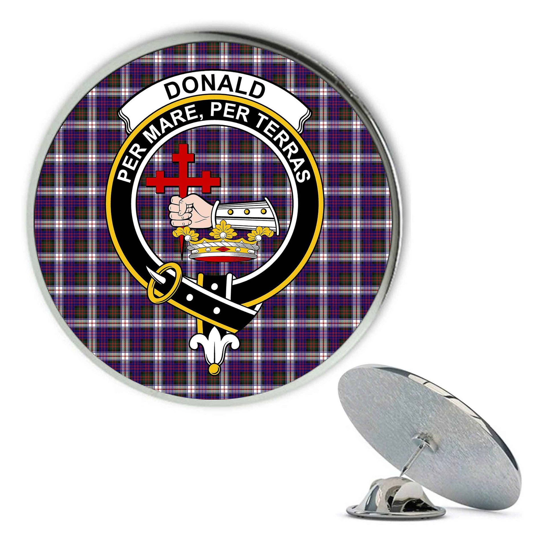 ScotsTee Shop Scottish Donald Dress Modern Metal Tartan Lapel Pin Scottish Clan Crest Badge