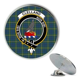 ScotsTee Shop Scottish Cleland Metal Tartan Lapel Pin Scottish Clan Crest Badge