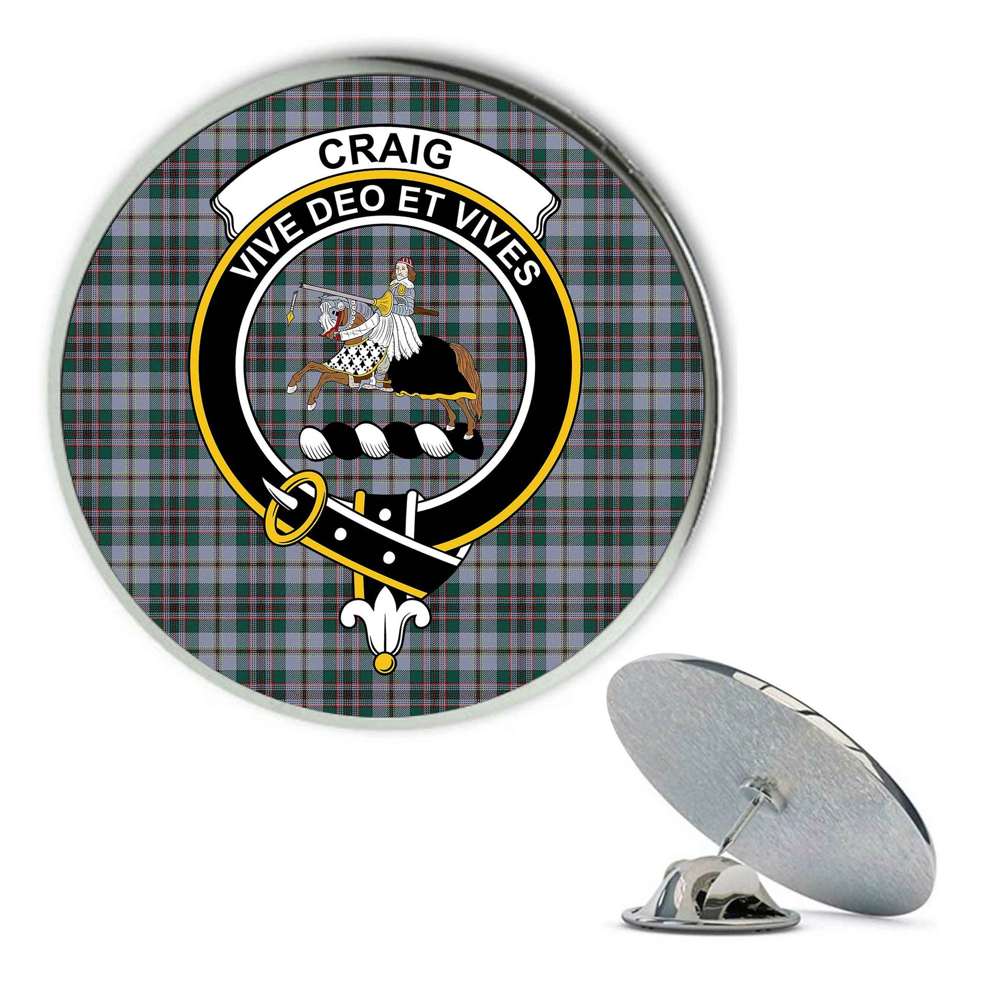 ScotsTee Shop Scottish Craig Modern Metal Tartan Lapel Pin Scottish Clan Crest Badge
