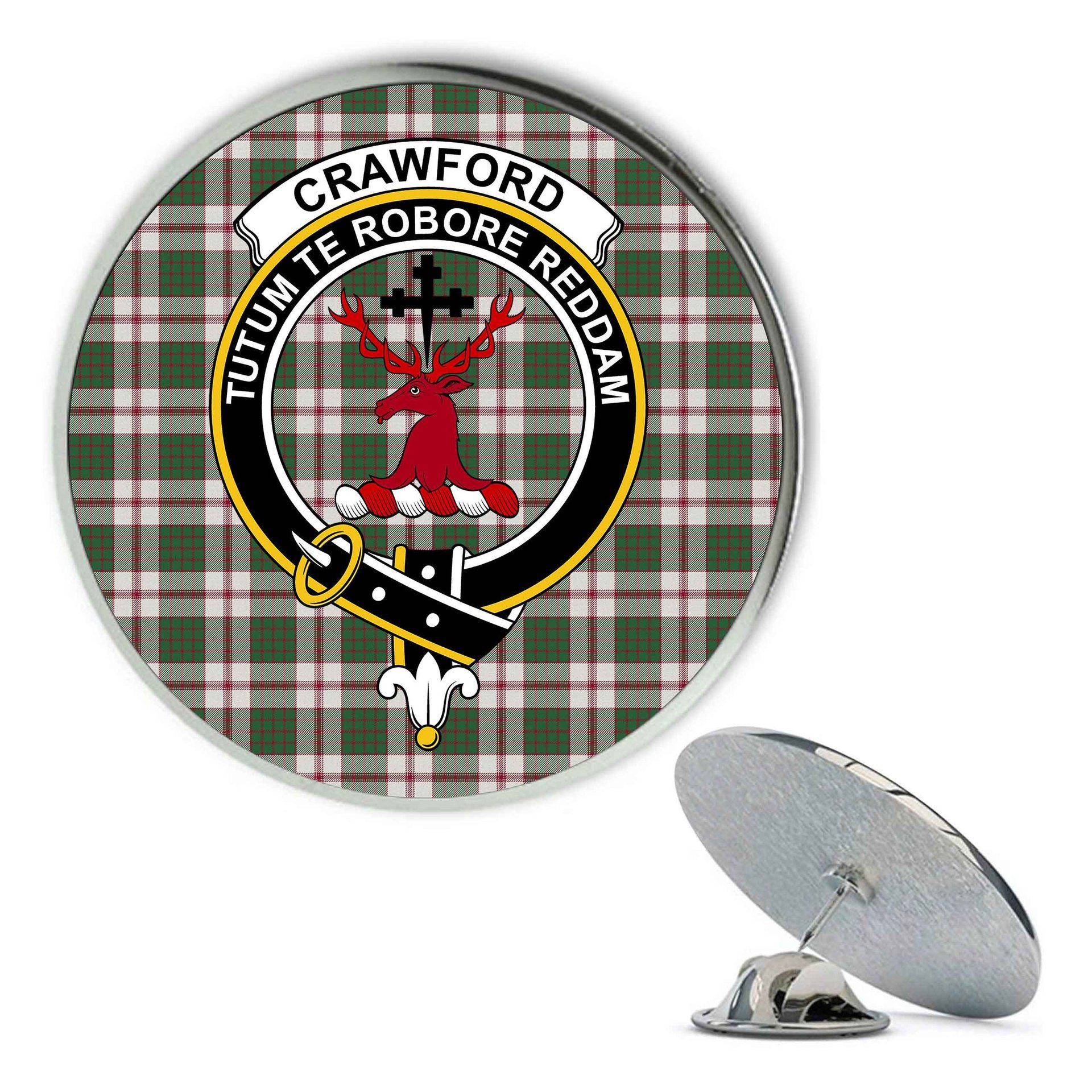 ScotsTee Shop Scottish Crawford Arisaid Dance Modern Metal Tartan Lapel Pin Scottish Clan Crest Badge