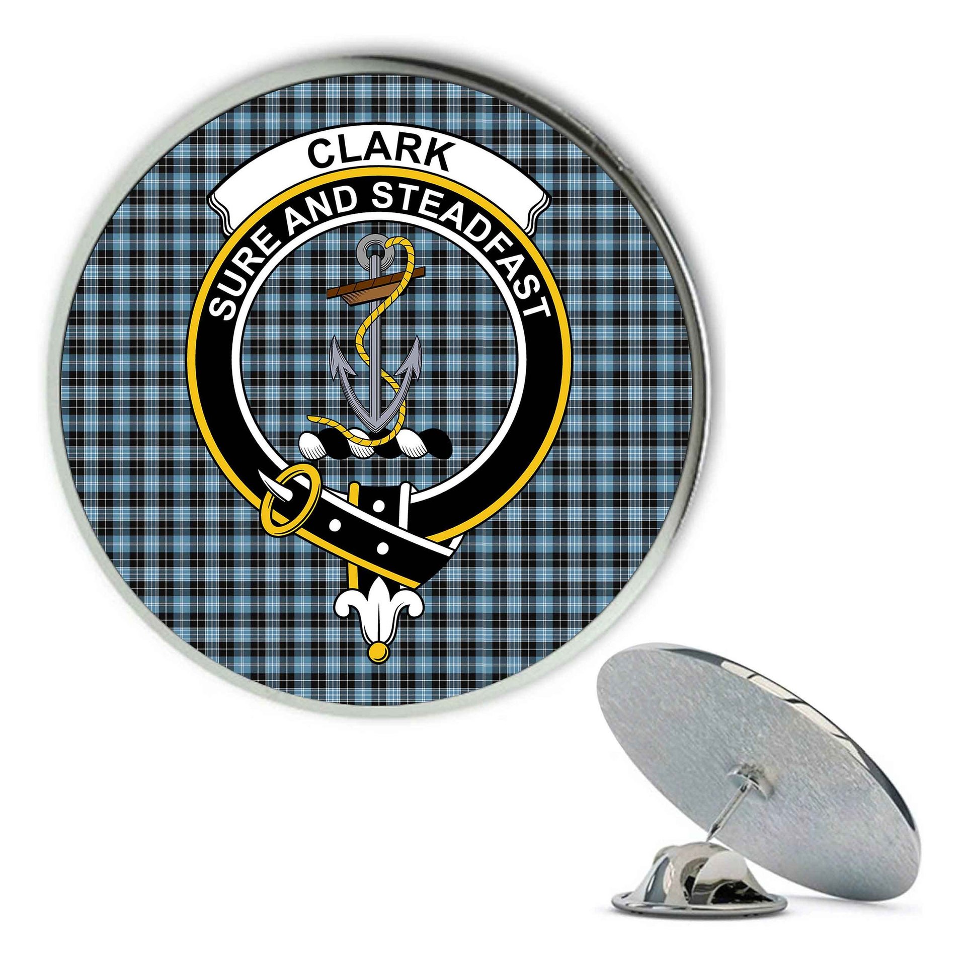 ScotsTee Shop Scottish Clark Ancient Metal Tartan Lapel Pin Scottish Clan Crest Badge