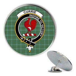 ScotsTee Shop Scottish Currie Ancient Metal Tartan Lapel Pin Scottish Clan Crest Badge