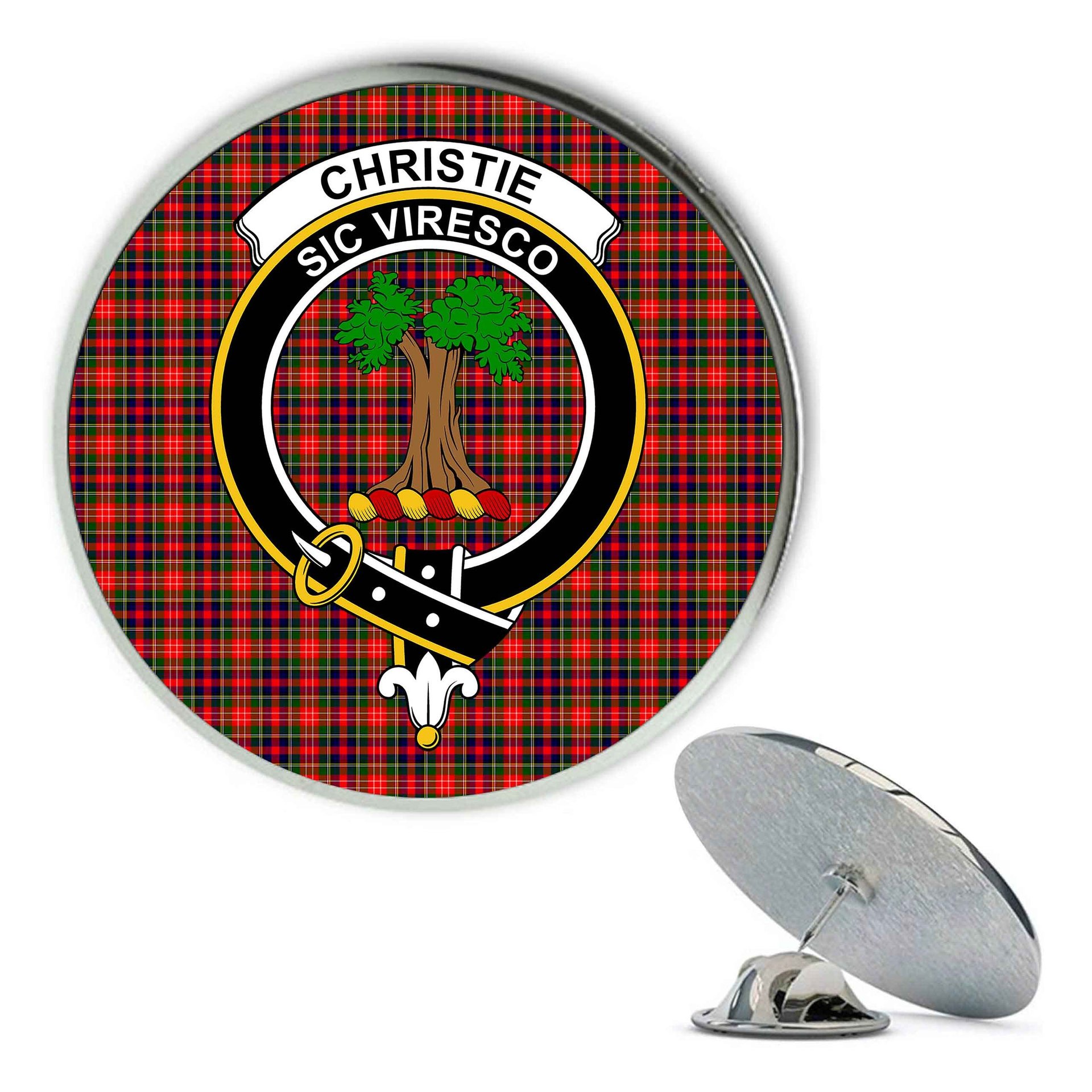 ScotsTee Shop Scottish Christie SC Metal Tartan Lapel Pin Scottish Clan Crest Badge