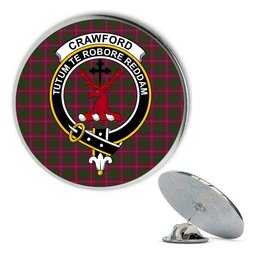 ScotsTee Shop Scottish Crawford Metal Tartan Lapel Pin Scottish Clan Crest Badge