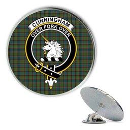 ScotsTee Shop Scottish Cunningham Hunting Ancient Metal Tartan Lapel Pin Scottish Clan Crest Badge