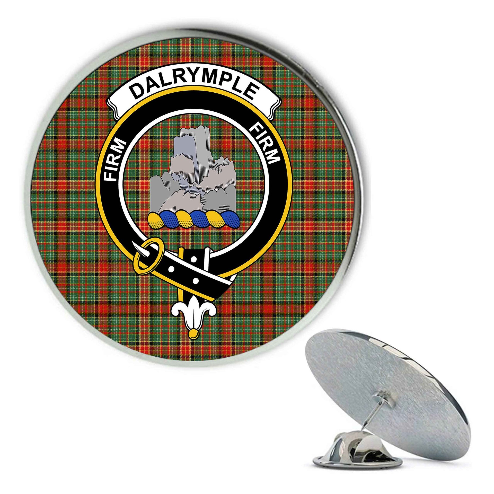 ScotsTee Shop Scottish Dalrymple of Castleton #2 Modern Metal Tartan Lapel Pin Scottish Clan Crest Badge