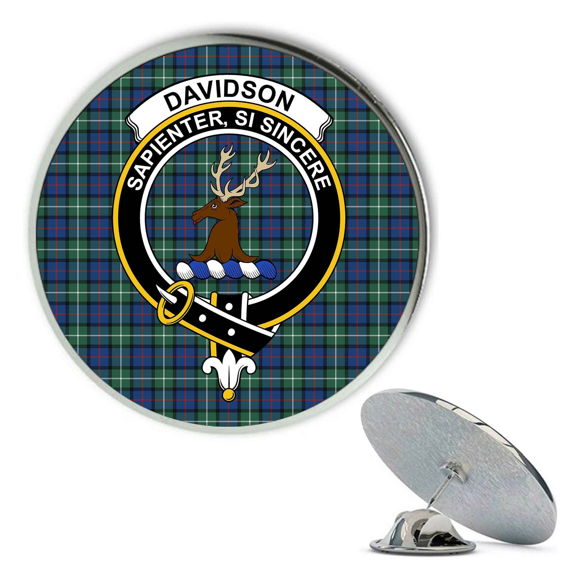 ScotsTee Shop Scottish Davidson of Tulloch SC Metal Tartan Lapel Pin Scottish Clan Crest Badge