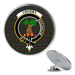 ScotsTee Shop Scottish Crosby Metal Tartan Lapel Pin Scottish Clan Crest Badge