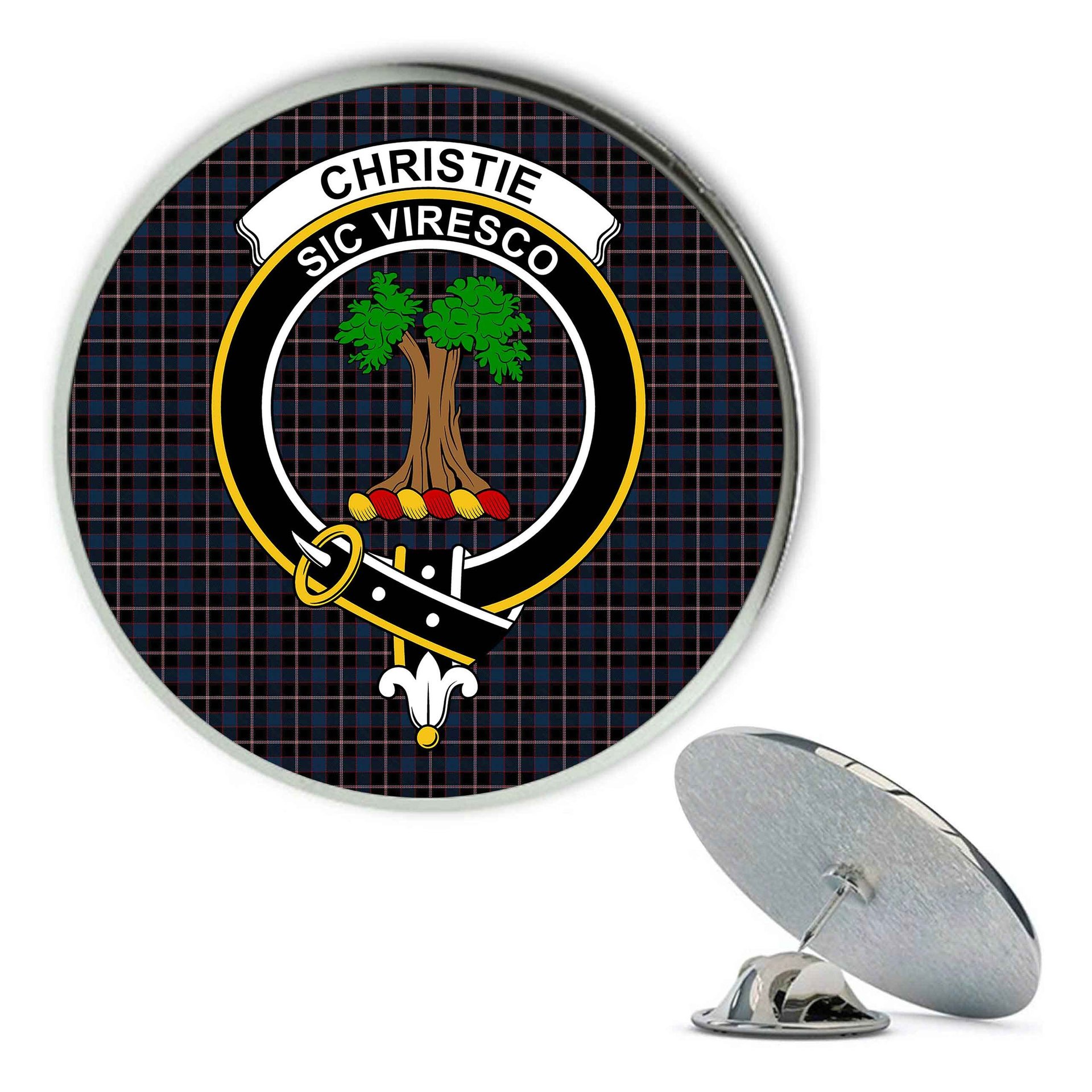 ScotsTee Shop Scottish Christie (2016) Metal Tartan Lapel Pin Scottish Clan Crest Badge