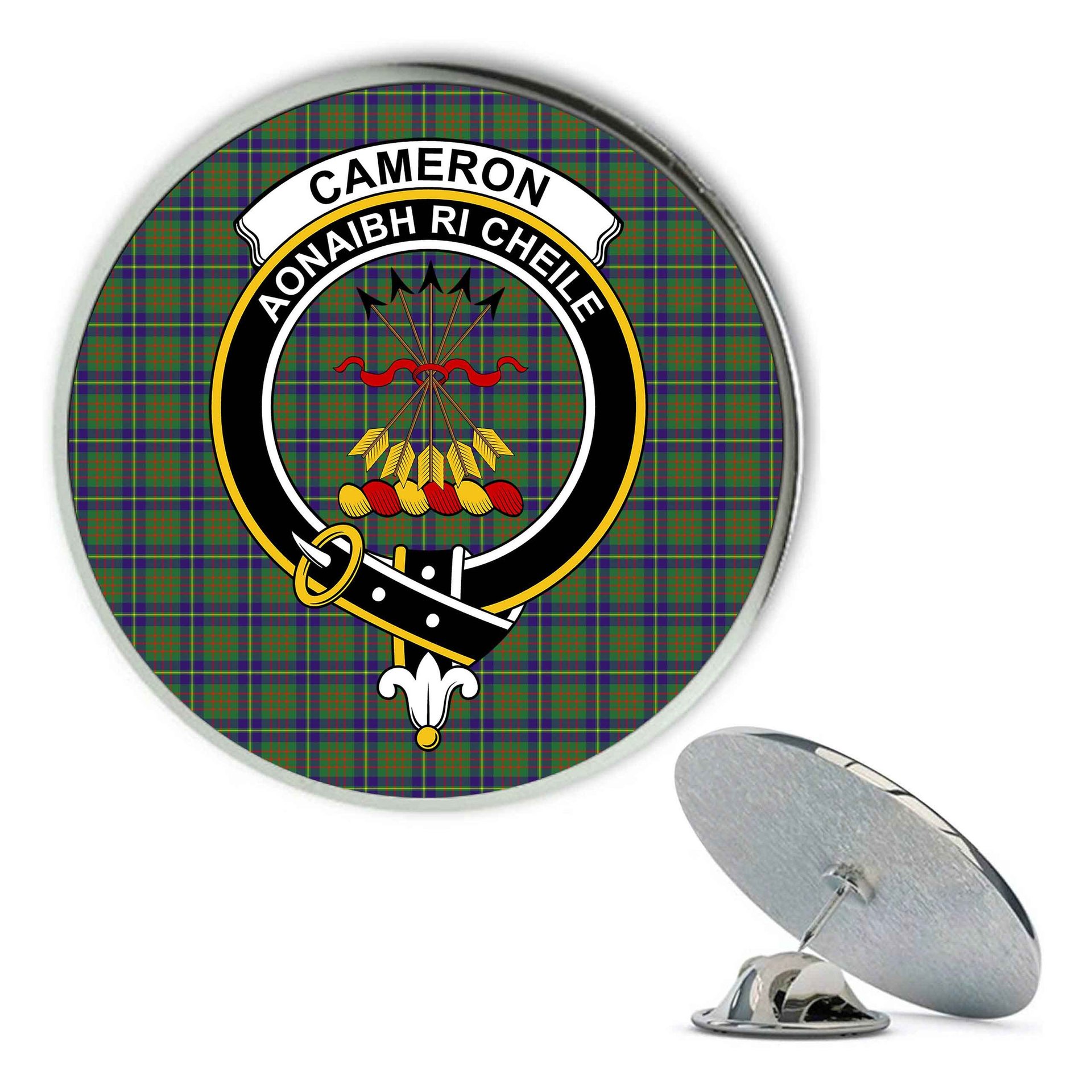ScotsTee Shop Scottish Cameron of Lochiel Hunting Metal Tartan Lapel Pin Scottish Clan Crest Badge