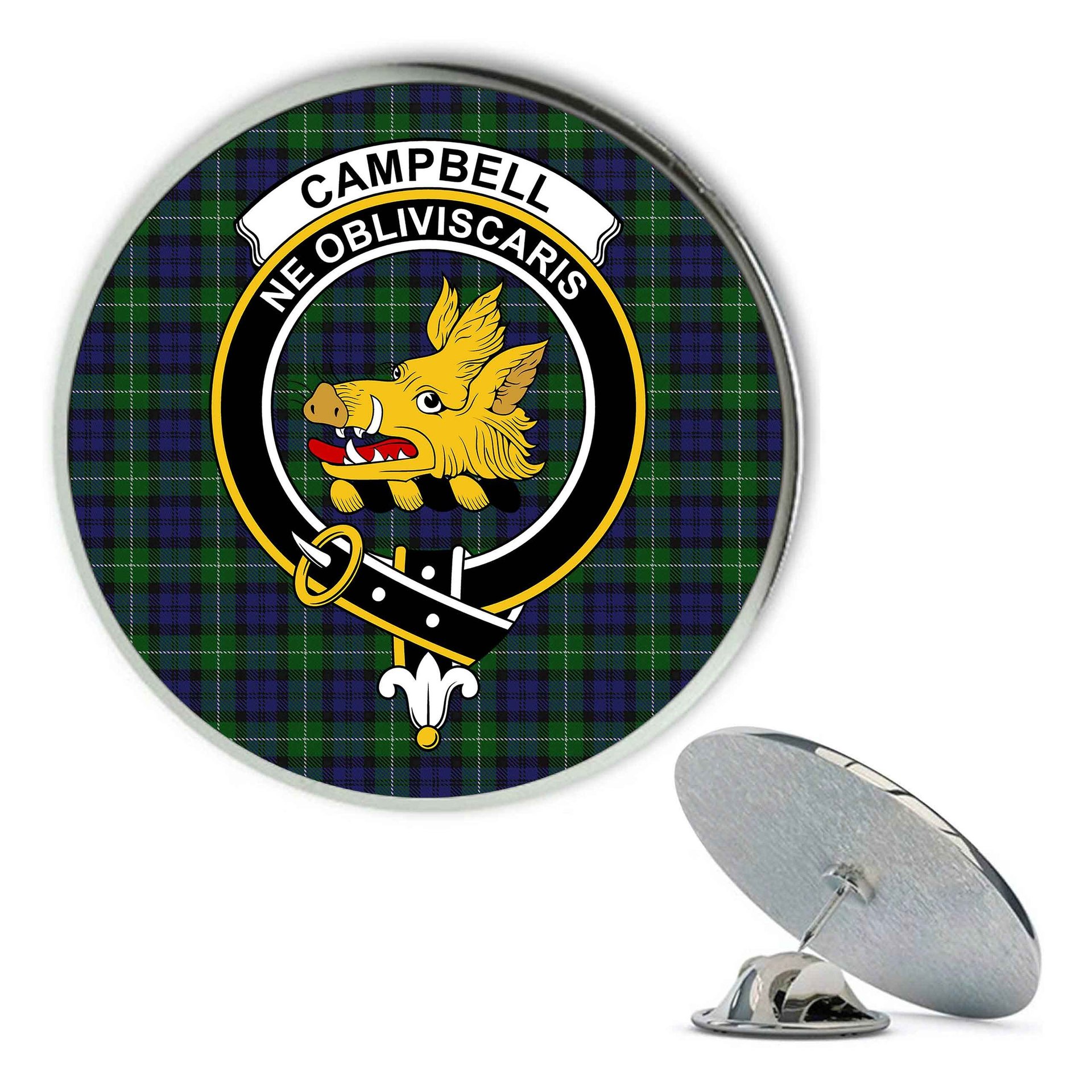 ScotsTee Shop Scottish Campbell of Argyll Smiths Metal Tartan Lapel Pin Scottish Clan Crest Badge