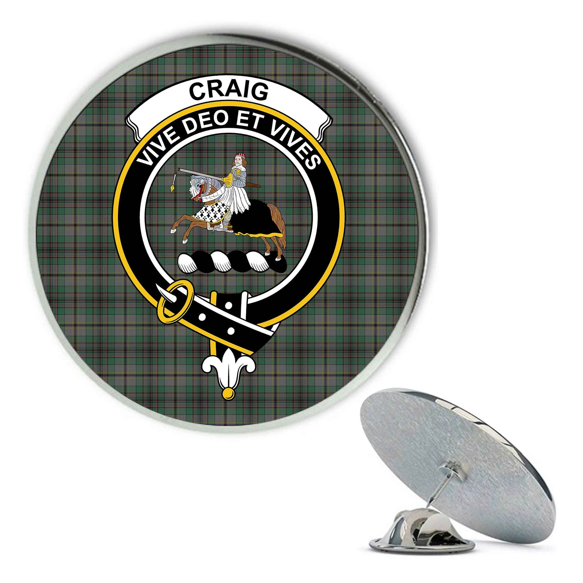 ScotsTee Shop Scottish Craig Metal Tartan Lapel Pin Scottish Clan Crest Badge