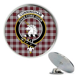 ScotsTee Shop Scottish Cunningham Dress Burgundy Dance Metal Tartan Lapel Pin Scottish Clan Crest Badge