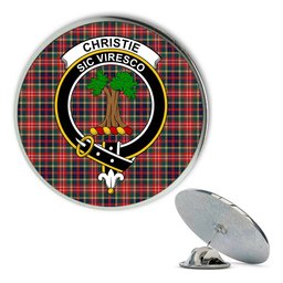 ScotsTee Shop Scottish Christie Modern Metal Tartan Lapel Pin Scottish Clan Crest Badge