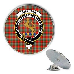 ScotsTee Shop Scottish Chattan Metal Tartan Lapel Pin Scottish Clan Crest Badge