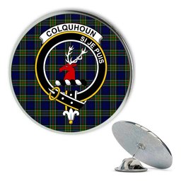 ScotsTee Shop Scottish Colquhoun Modern Metal Tartan Lapel Pin Scottish Clan Crest Badge