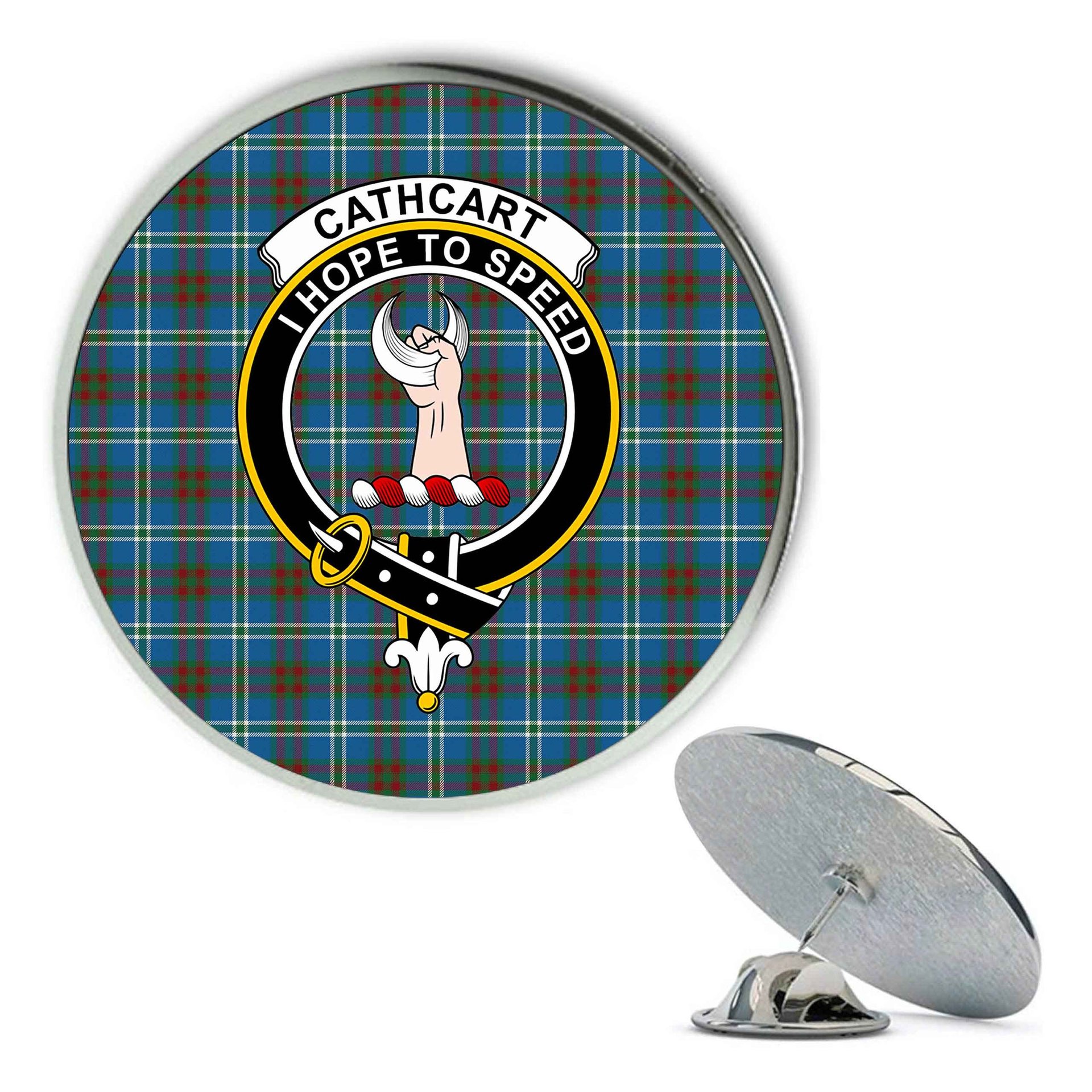 ScotsTee Shop Scottish Cathcart Ancient Metal Tartan Lapel Pin Scottish Clan Crest Badge