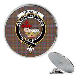 ScotsTee Shop Scottish Donald of Boisdale Ancient Metal Tartan Lapel Pin Scottish Clan Crest Badge