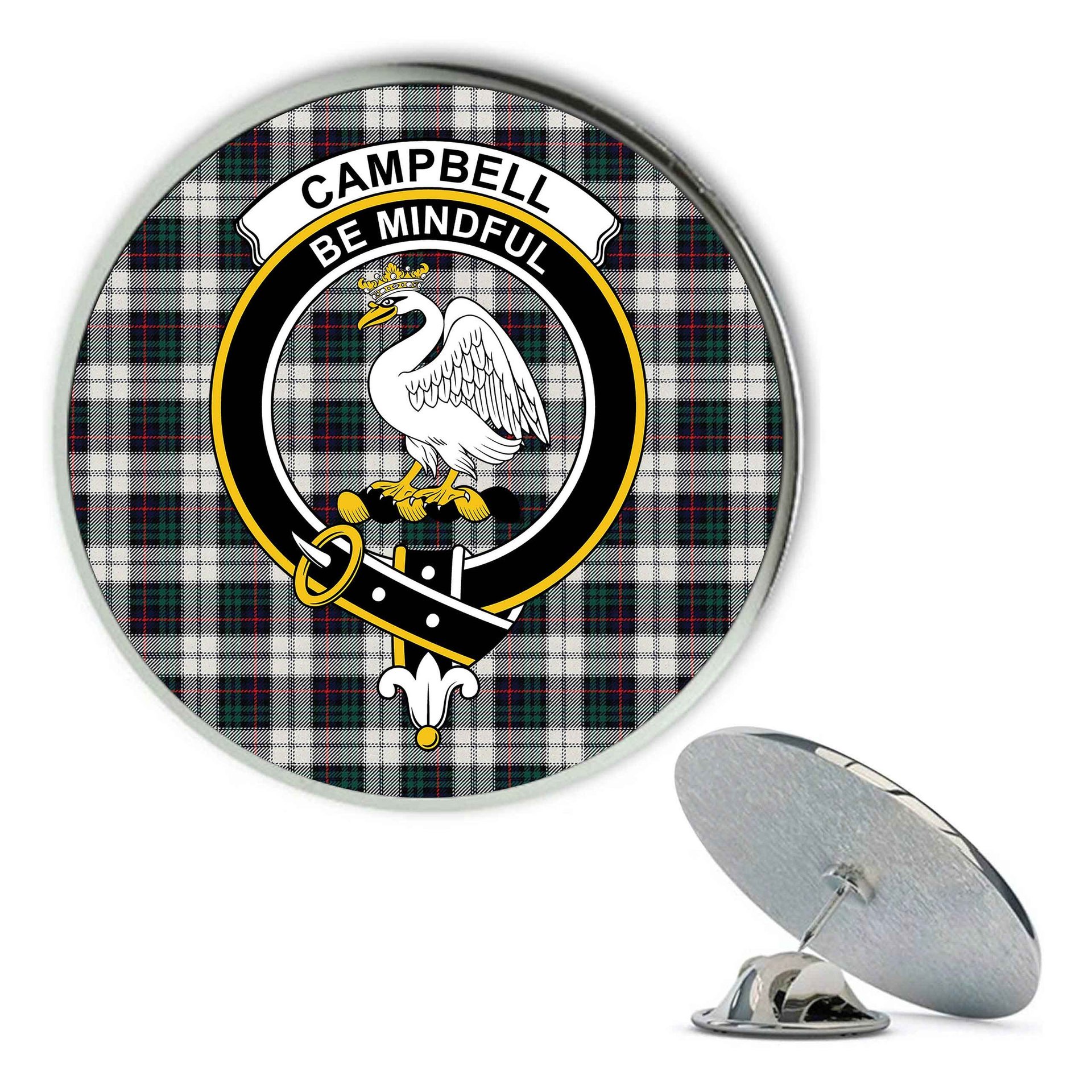 ScotsTee Shop Scottish Campbell of Cawdor Dress Modern Metal Tartan Lapel Pin Scottish Clan Crest Badge