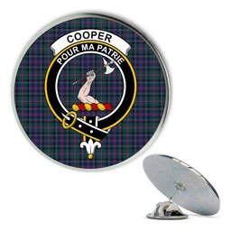 ScotsTee Shop Scottish Cooper Modern Metal Tartan Lapel Pin Scottish Clan Crest Badge