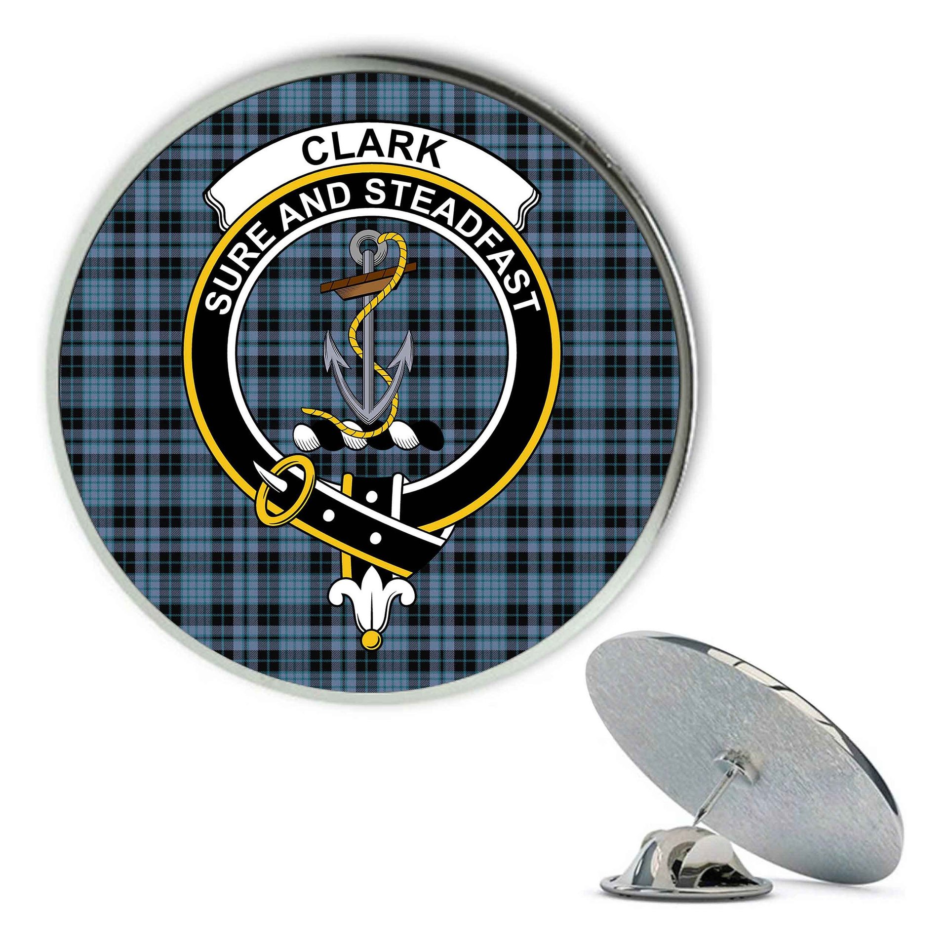 ScotsTee Shop Scottish Clark (Clergy) Ancient Clan Metal Tartan Lapel Pin Scottish Clan Crest Badge