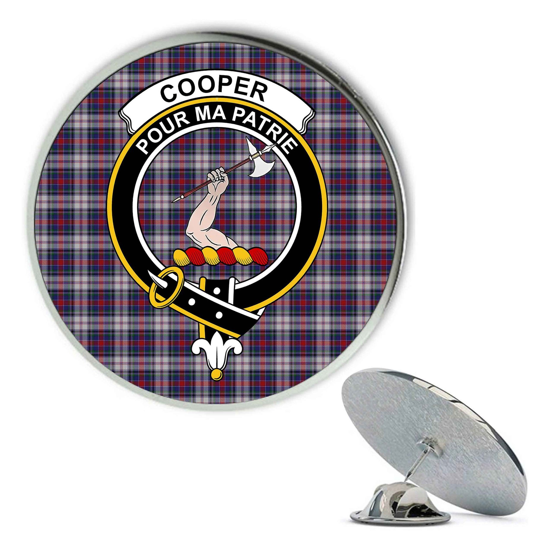 ScotsTee Shop Scottish Cooper Dress Dalgliesh 1 Metal Tartan Lapel Pin Scottish Clan Crest Badge