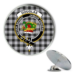 ScotsTee Shop Scottish Douglas Grey Ancient Metal Tartan Lapel Pin Scottish Clan Crest Badge