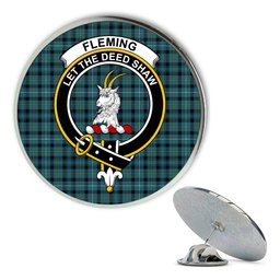 ScotsTee Shop Scottish Fleming Ancient Metal Tartan Lapel Pin Scottish Clan Crest Badge
