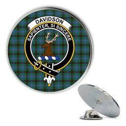 ScotsTee Shop Scottish Davidson Ancient Metal Tartan Lapel Pin Scottish Clan Crest Badge