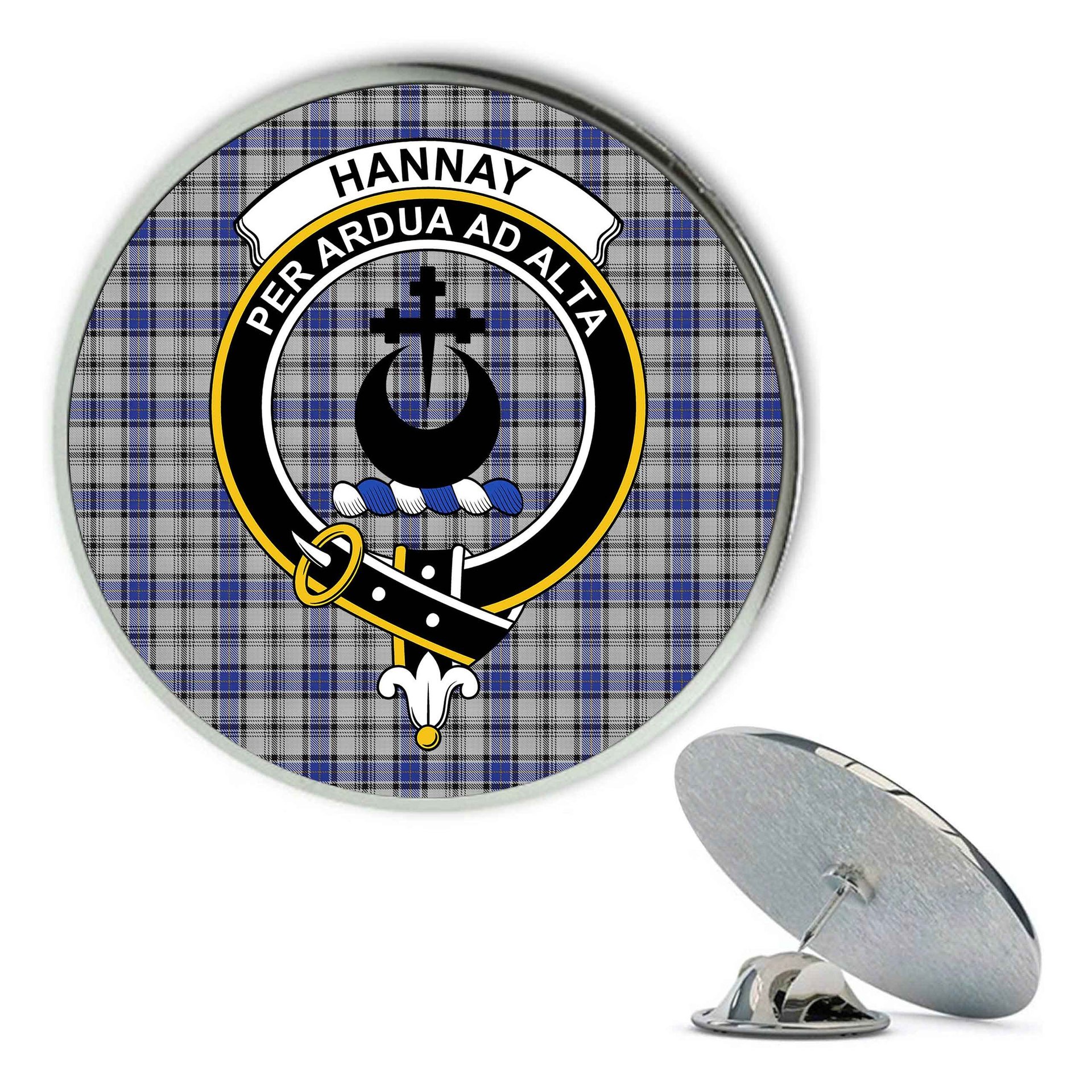 ScotsTee Shop Scottish Hannay Metal Tartan Lapel Pin Scottish Clan Crest Badge