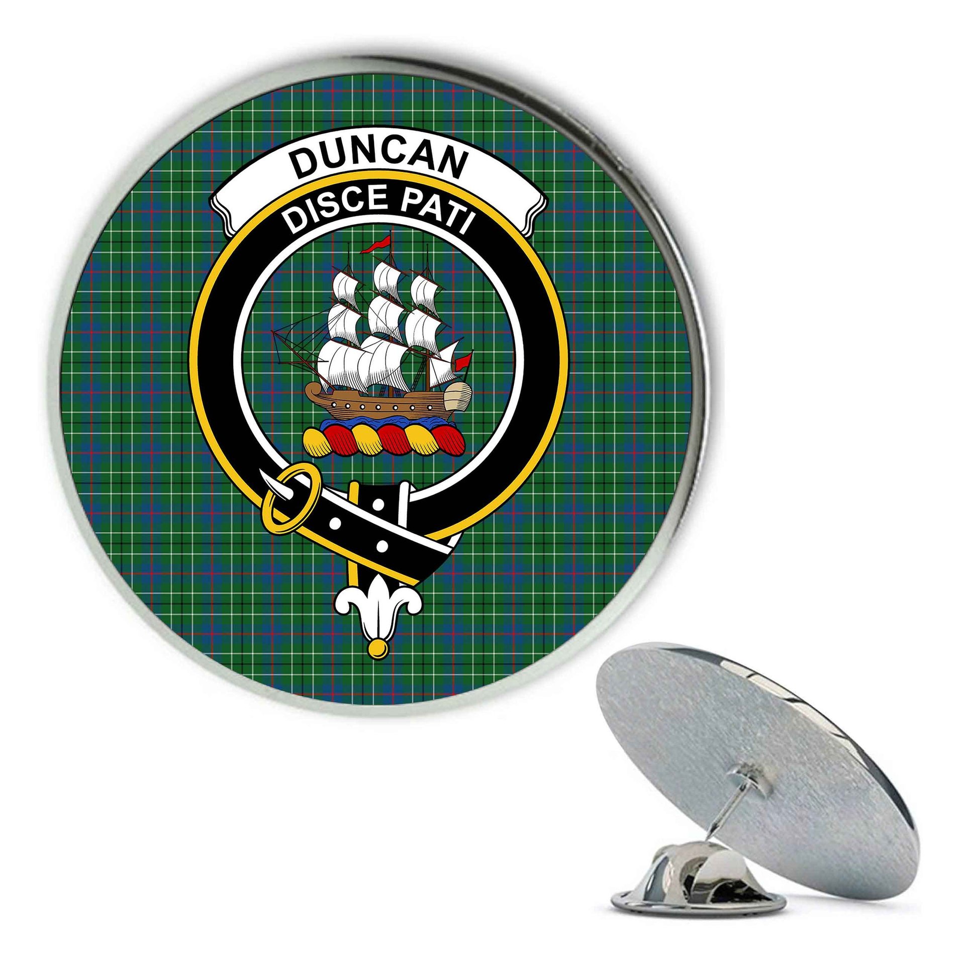 ScotsTee Shop Scottish Duncan Ancient Metal Tartan Lapel Pin Scottish Clan Crest Badge