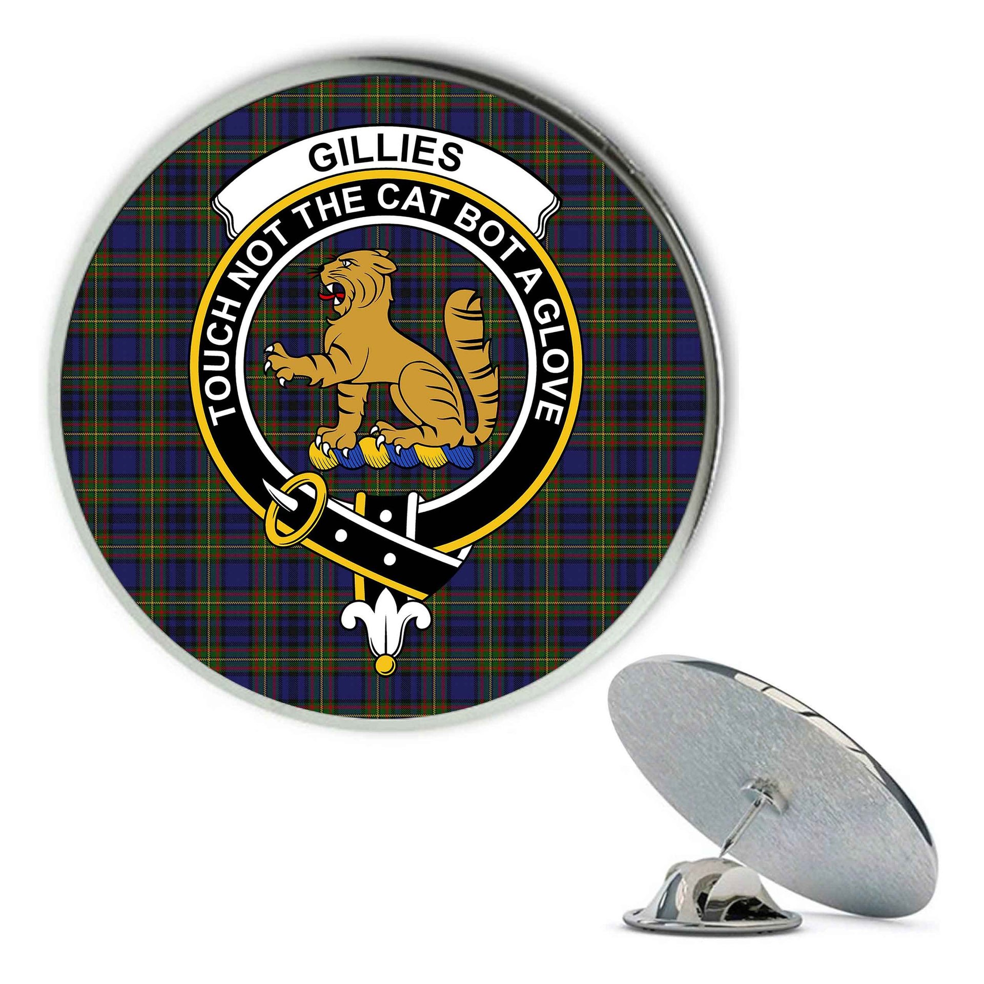 ScotsTee Shop Scottish Gillies 1 Metal Tartan Lapel Pin Scottish Clan Crest Badge