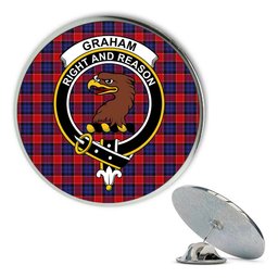 ScotsTee Shop Scottish Graham of Menteith Red Metal Tartan Lapel Pin Scottish Clan Crest Badge