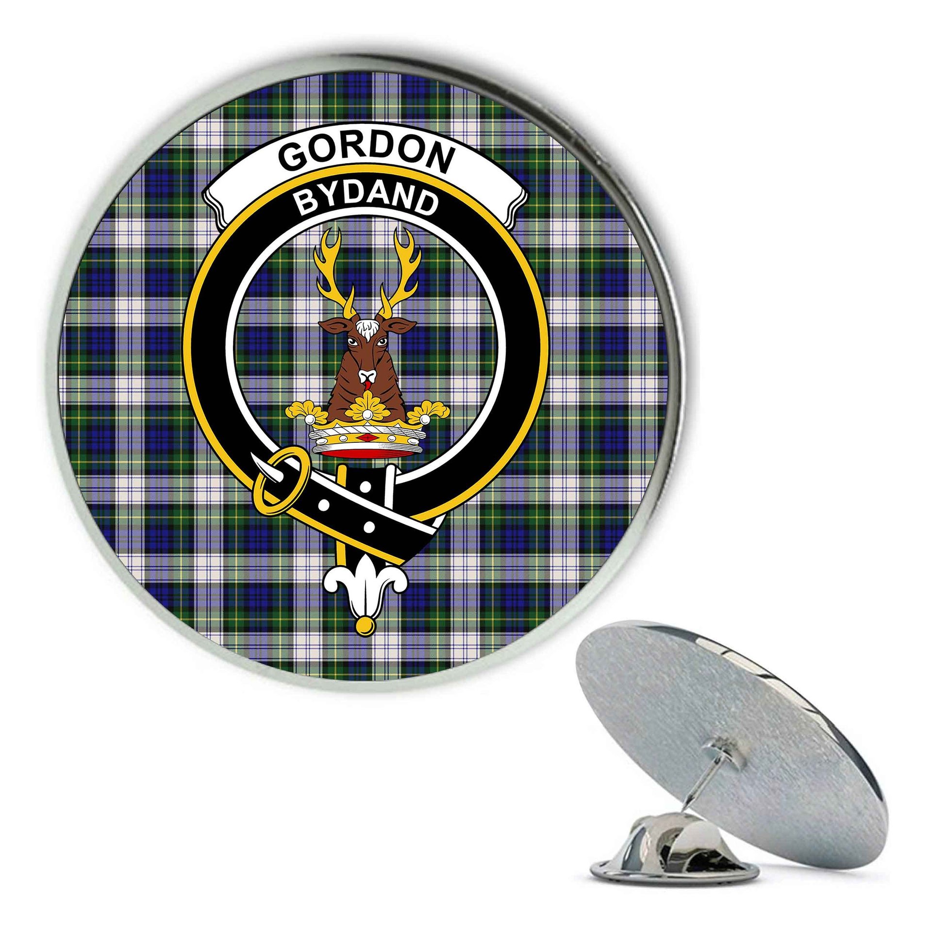 ScotsTee Shop Scottish Gordon Dress Modern Metal Tartan Lapel Pin Scottish Clan Crest Badge