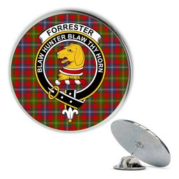 ScotsTee Shop Scottish Forrester Modern Metal Tartan Lapel Pin Scottish Clan Crest Badge