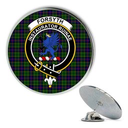ScotsTee Shop Scottish Forsyth Modern Metal Tartan Lapel Pin Scottish Clan Crest Badge