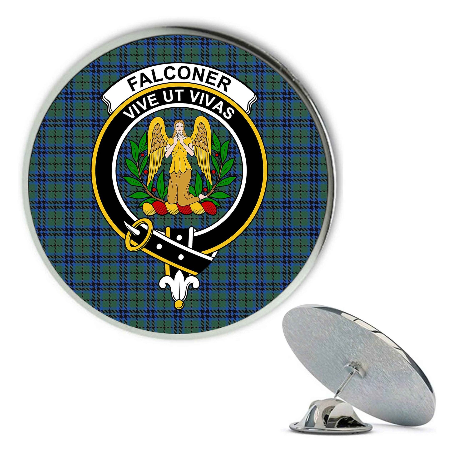 ScotsTee Shop Scottish Falconer Metal Tartan Lapel Pin Scottish Clan Crest Badge