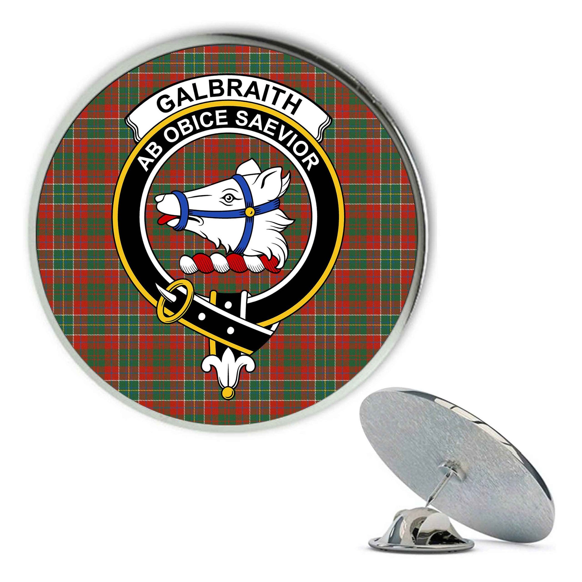 ScotsTee Shop Scottish Galbraith USA Ancient Metal Tartan Lapel Pin Scottish Clan Crest Badge