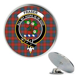 ScotsTee Shop Scottish Fraser Gathering Red Ancient Metal Tartan Lapel Pin Scottish Clan Crest Badge