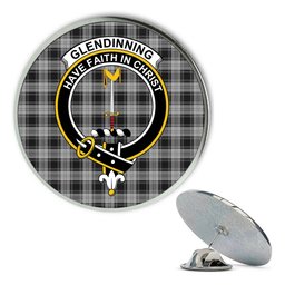 ScotsTee Shop Scottish Glendinning Metal Tartan Lapel Pin Scottish Clan Crest Badge