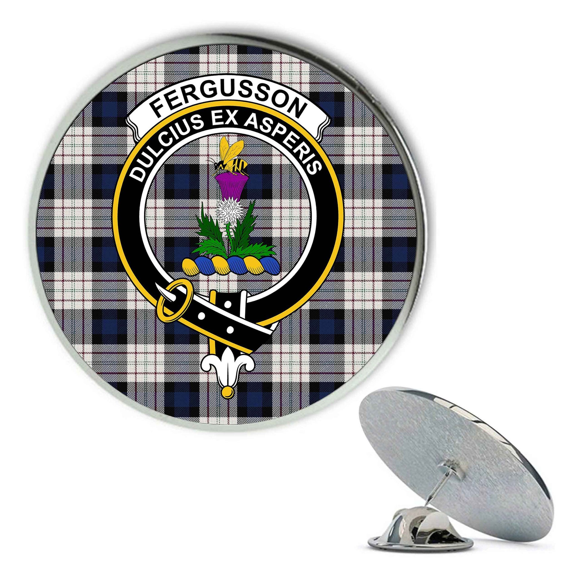 ScotsTee Shop Scottish Fergusson Dress Metal Tartan Lapel Pin Scottish Clan Crest Badge
