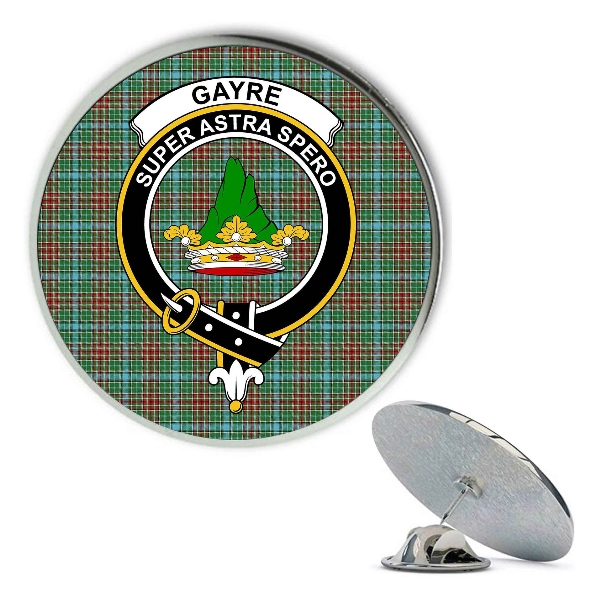 ScotsTee Shop Scottish Gayre Modern Metal Tartan Lapel Pin Scottish Clan Crest Badge