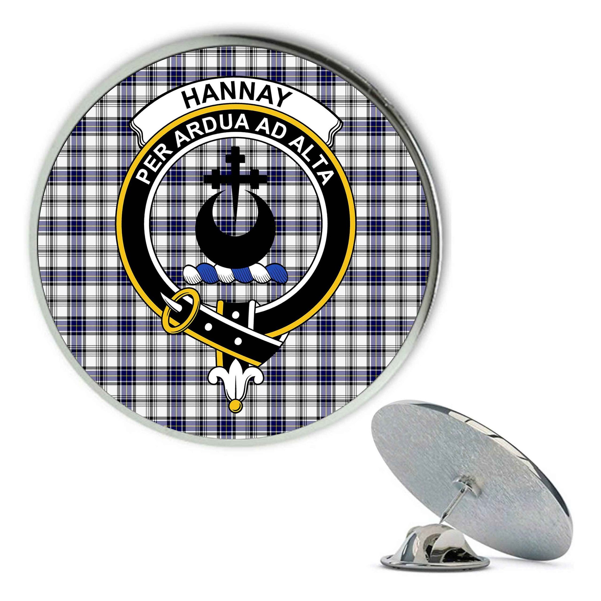 ScotsTee Shop Scottish Hannay Modern Metal Tartan Lapel Pin Scottish Clan Crest Badge