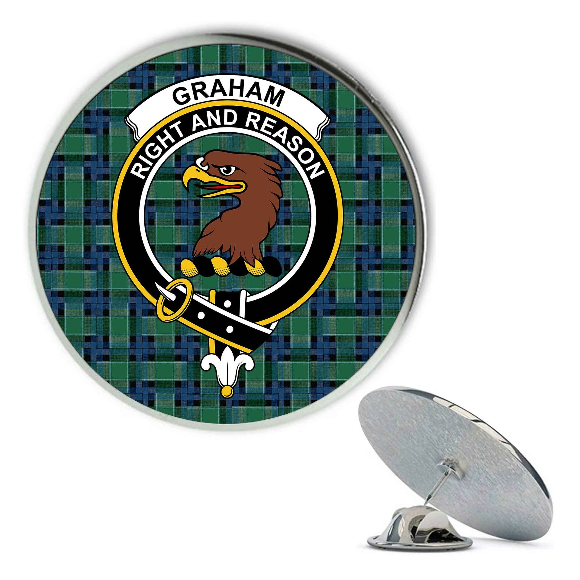 ScotsTee Shop Scottish Graham of Menteith Ancient Metal Tartan Lapel Pin Scottish Clan Crest Badge