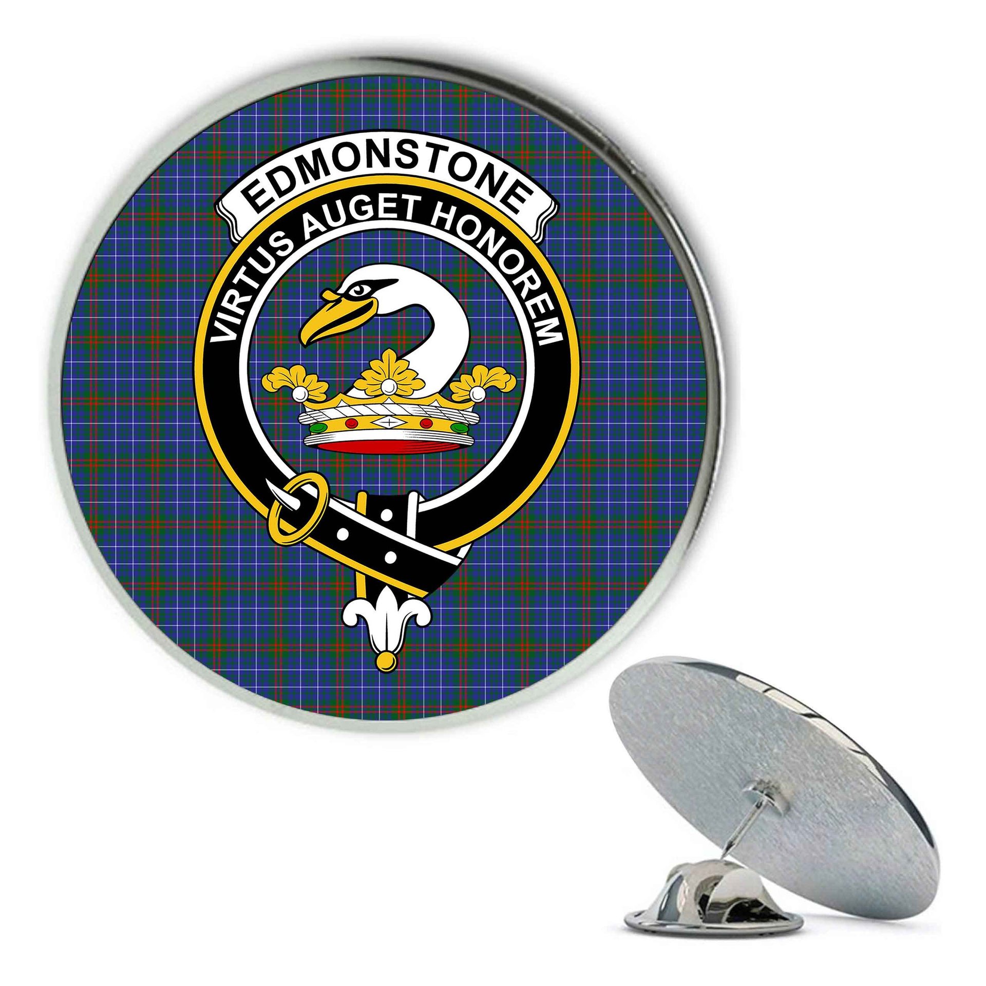 ScotsTee Shop Scottish Edmonstone Metal Tartan Lapel Pin Scottish Clan Crest Badge