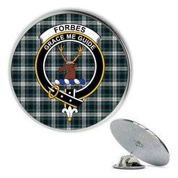 ScotsTee Shop Scottish Forbes Dress Modern Metal Tartan Lapel Pin Scottish Clan Crest Badge