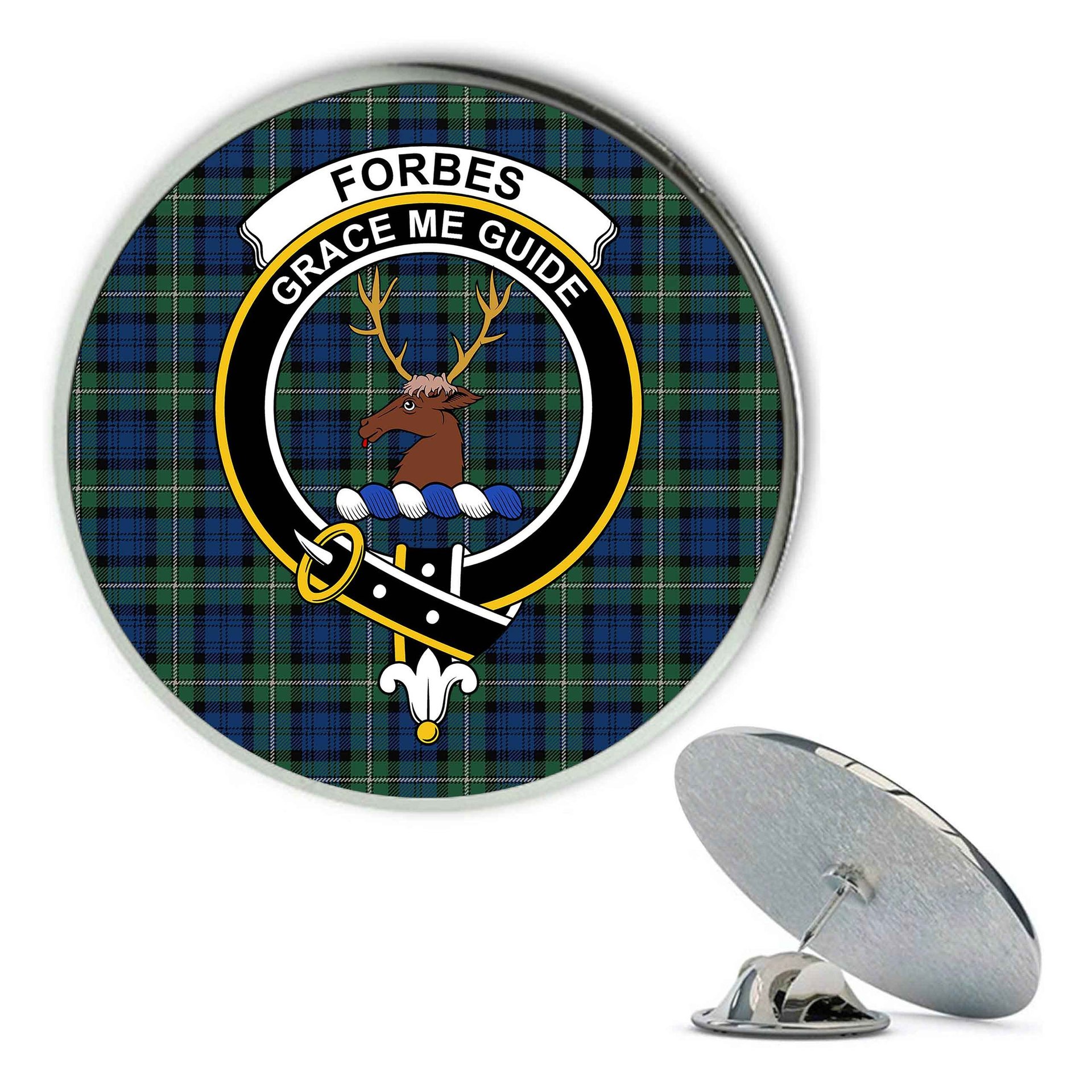 ScotsTee Shop Scottish Forbes Ancient Metal Tartan Lapel Pin Scottish Clan Crest Badge