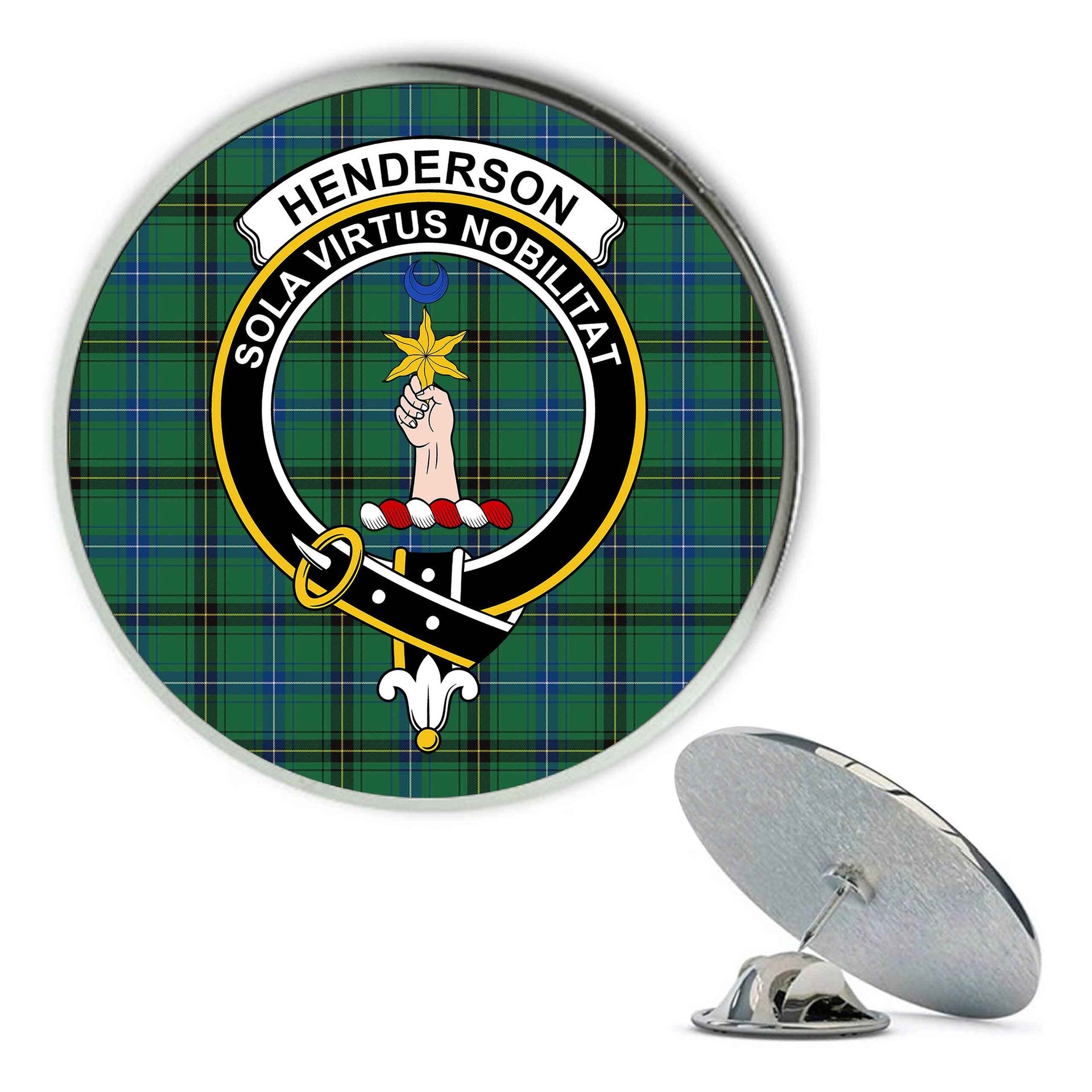 ScotsTee Shop Scottish Henderson Ancient Metal Tartan Lapel Pin Scottish Clan Crest Badge