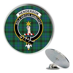 ScotsTee Shop Scottish Henderson Ancient Metal Tartan Lapel Pin Scottish Clan Crest Badge