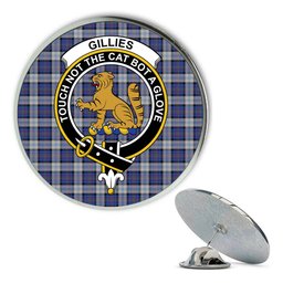 ScotsTee Shop Scottish Gillies Dress Blue Metal Tartan Lapel Pin Scottish Clan Crest Badge